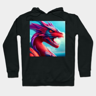 Ferocious Pink, Purple, and Blue Dragon Hoodie